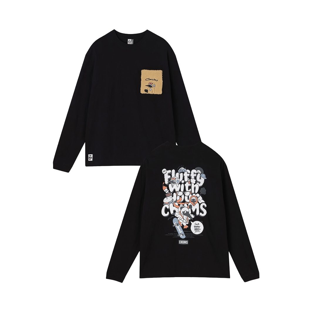 FLUFFY POCKET BRUSHED L_S T-SHIRT  (OVERSIZED)